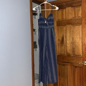 Blue and white jump suit
